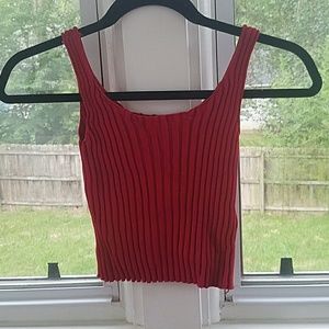 Ribbed red crop tank